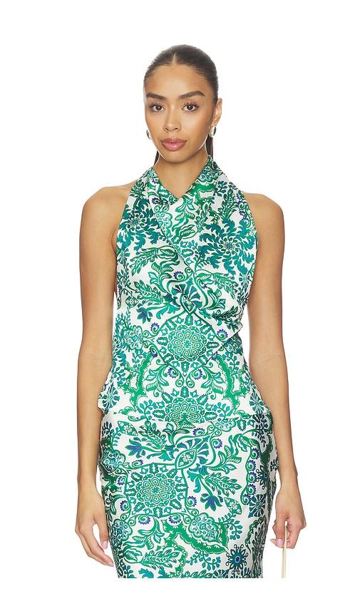 MISA Los Angeles Fern Top in White,Green by MISA LOS ANGELES