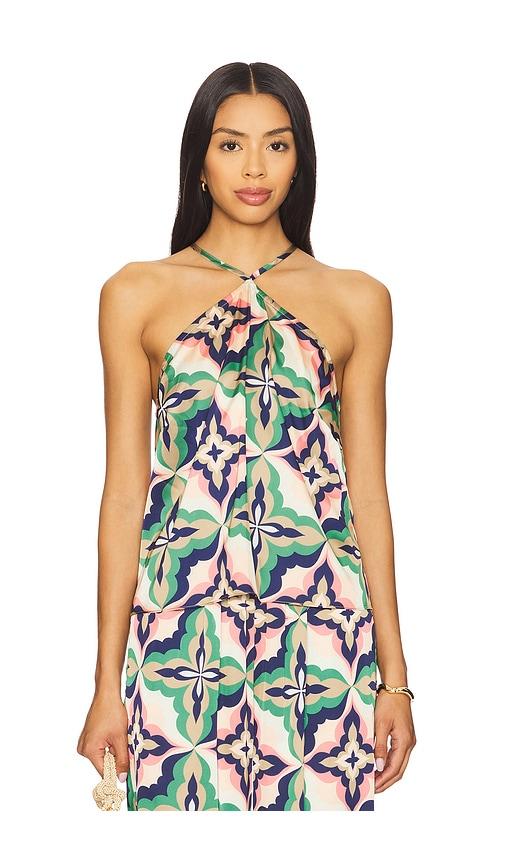 MISA Los Angeles Lina Top in Green,Pink by MISA LOS ANGELES