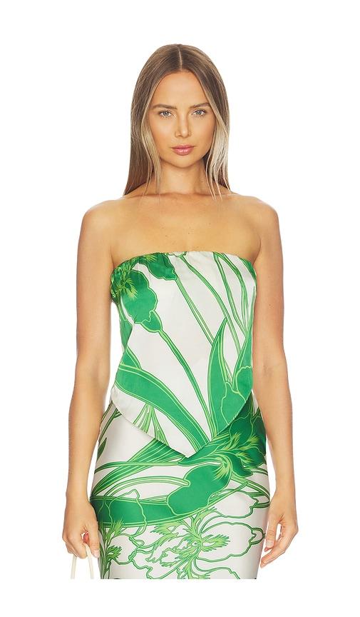 MISA Los Angeles Mae Top in Green,White by MISA LOS ANGELES
