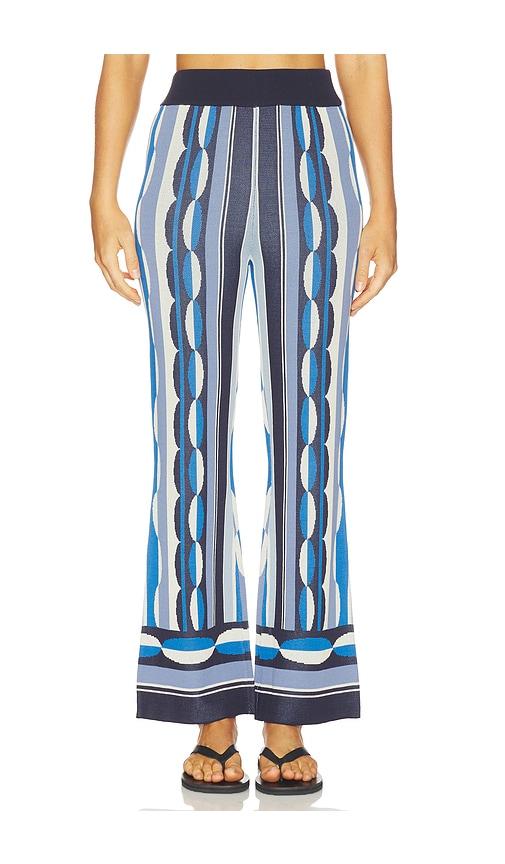 MISA Los Angeles Marla Pant in BlueGeo Stripe Knit in Blue by MISA LOS ANGELES