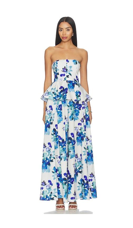 MISA Los Angeles Mattea Dress in White,Royal by MISA LOS ANGELES