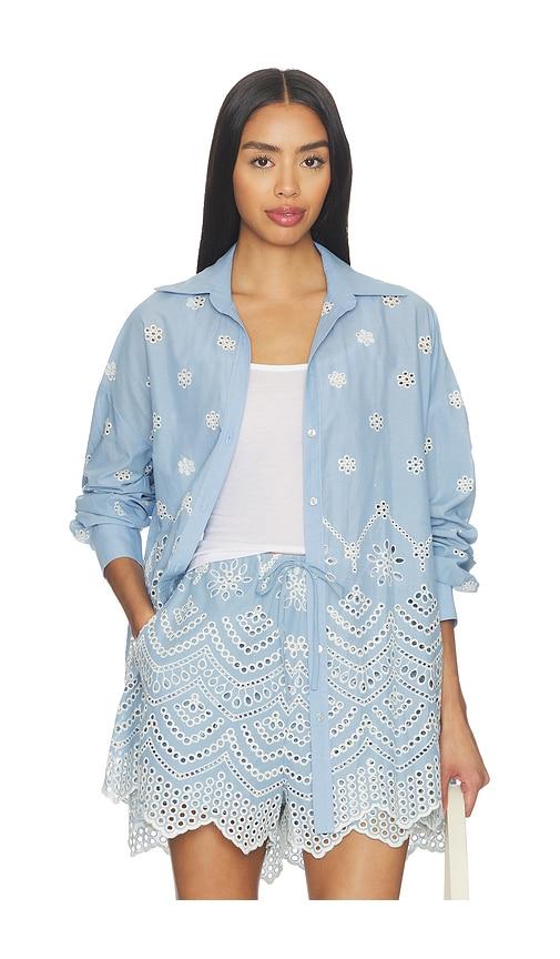 MISA Los Angeles Nalin Top in Baby Blue by MISA LOS ANGELES