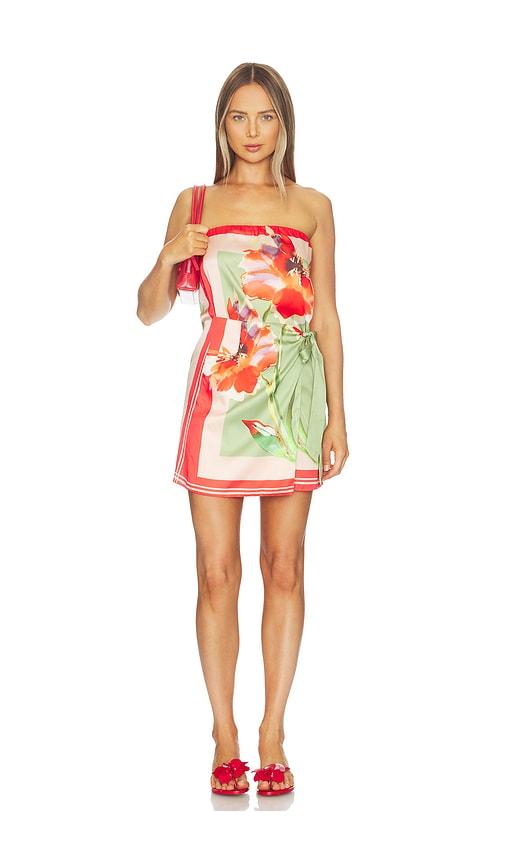 MISA Los Angeles Priya Dress in Red,Green by MISA LOS ANGELES
