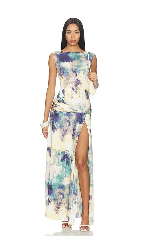 MISA Los Angeles Safira Dress in Yellow,Green by MISA LOS ANGELES