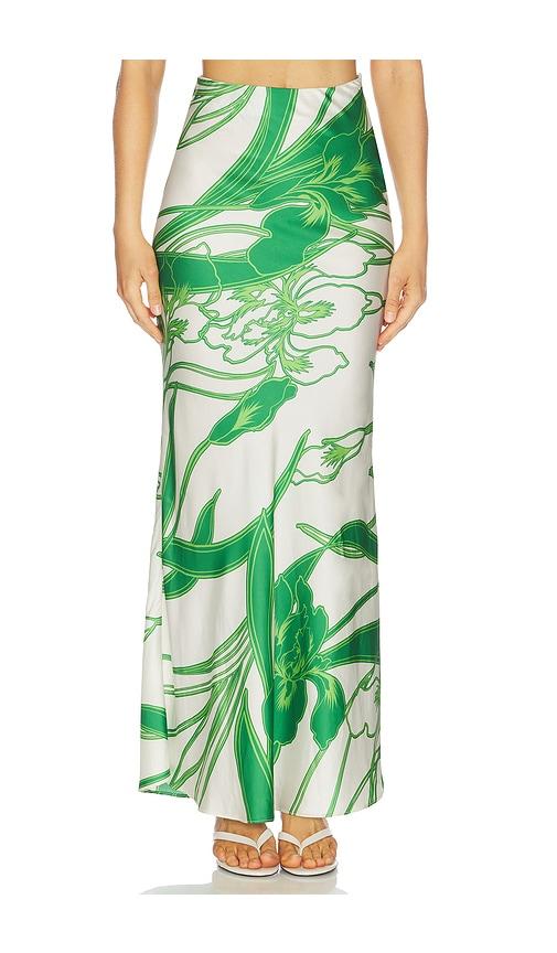 MISA Los Angeles Sienna Skirt in Green,White by MISA LOS ANGELES