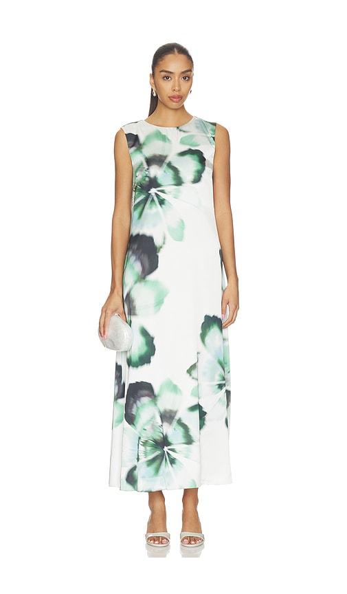 MISA Los Angeles Sylvie Dress in White,Green by MISA LOS ANGELES