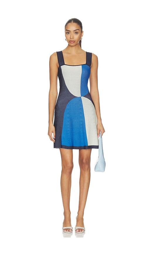 MISA Los Angeles Vivi Dress in Blue,Light Grey by MISA LOS ANGELES