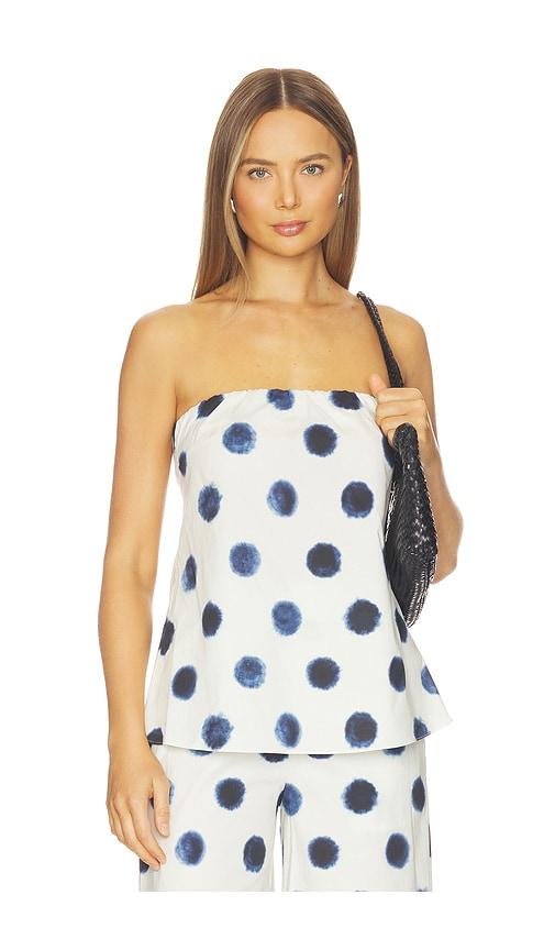 MISA Los Angeles Yassi Top in White,Navy by MISA LOS ANGELES