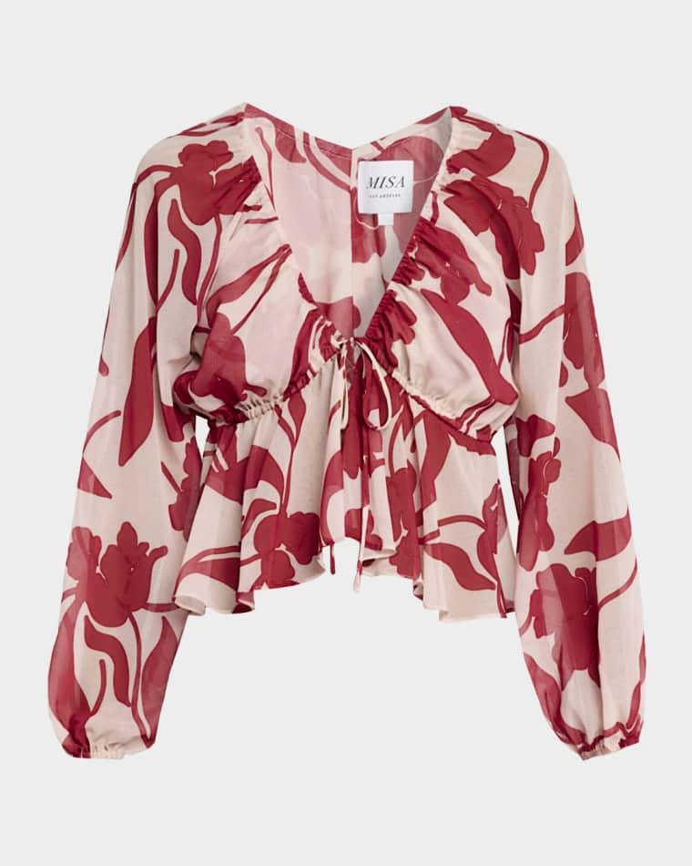 Susan Cherry Floral Peplum Blouse by MISA LOS ANGELES
