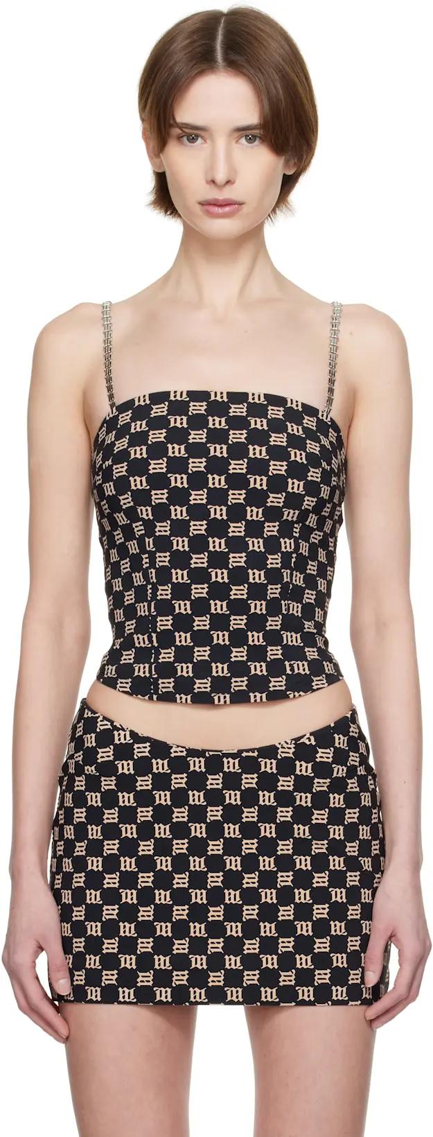 Black Monogram Spaghetti Top by MISBHV