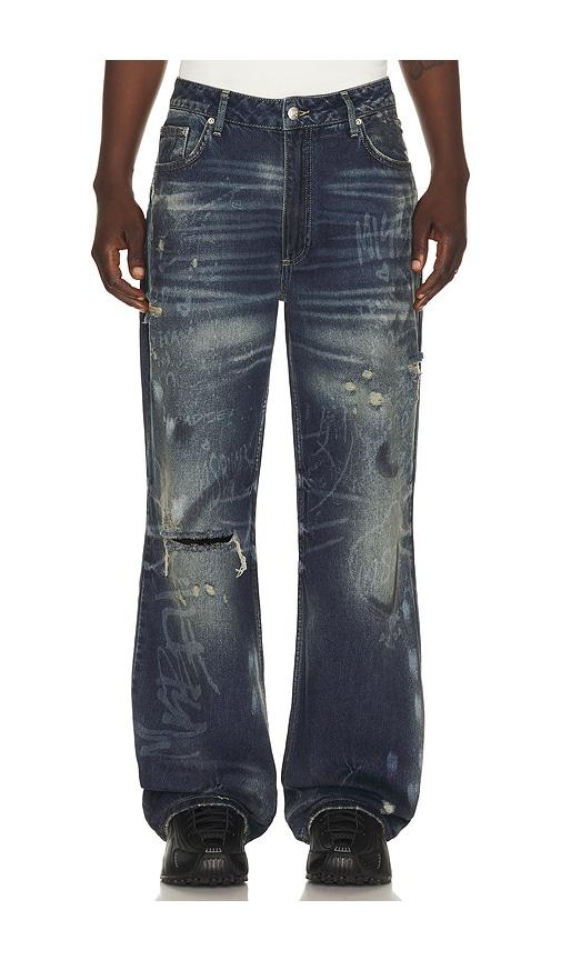 MISBHV Laser Tagged Denim Jeans in Blue by MISBHV