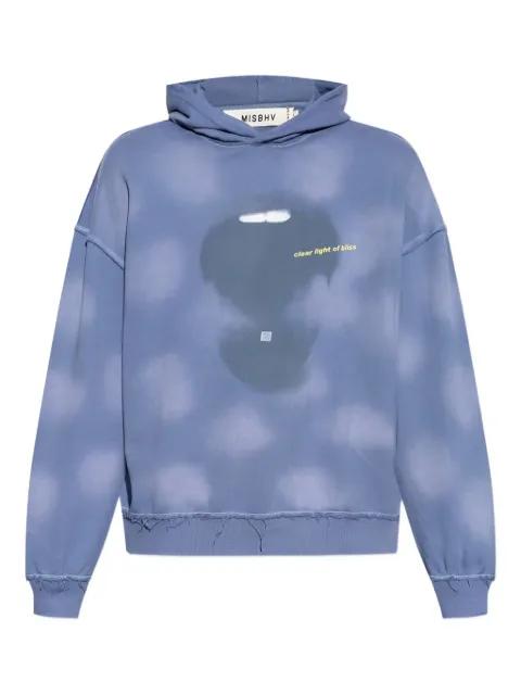 cloud-print frayed-hem hoodie by MISBHV