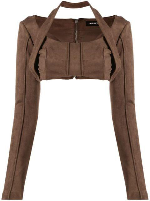 faux-suede long-sleeved crop top by MISBHV