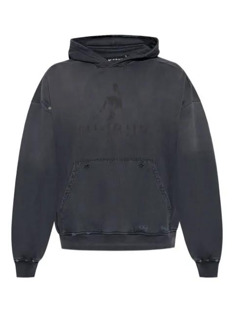 graphic-print distressed cotton hoodie by MISBHV