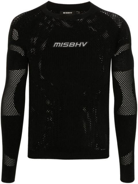 logo-appliqué open-knit jumper by MISBHV