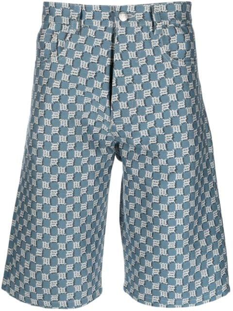 logo-print denim shorts by MISBHV