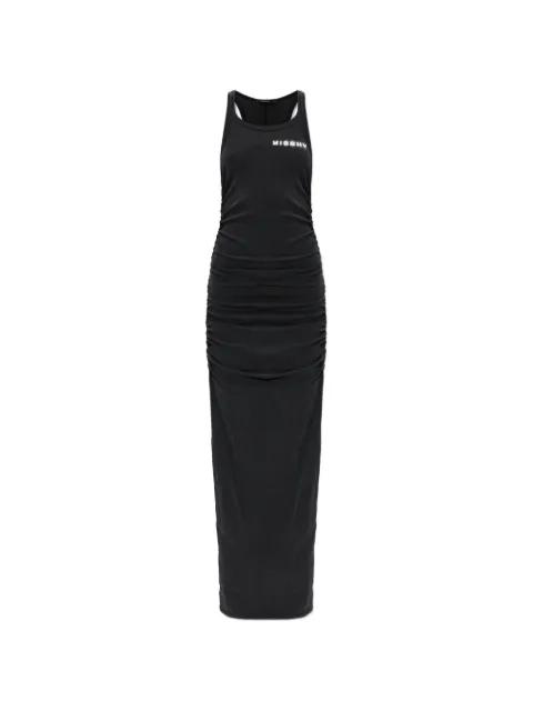 logo-print ruched dress by MISBHV