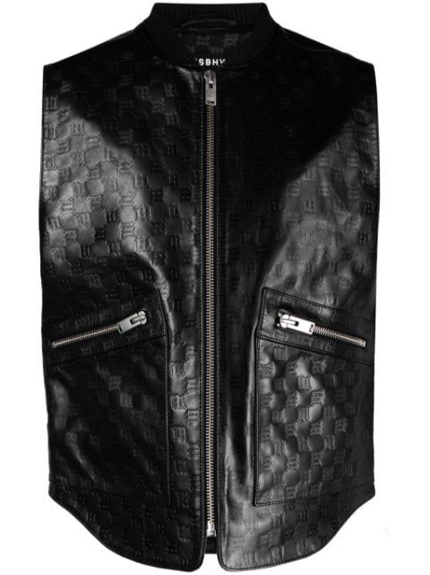 monogram-embossed leather vest by MISBHV