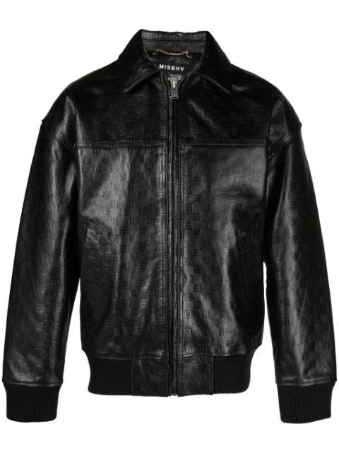 monogram-jacquard leather jacket by MISBHV