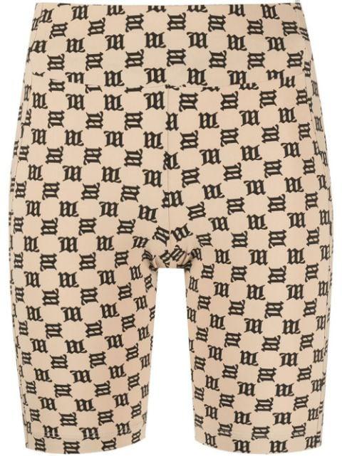 monogram-print biker shorts by MISBHV