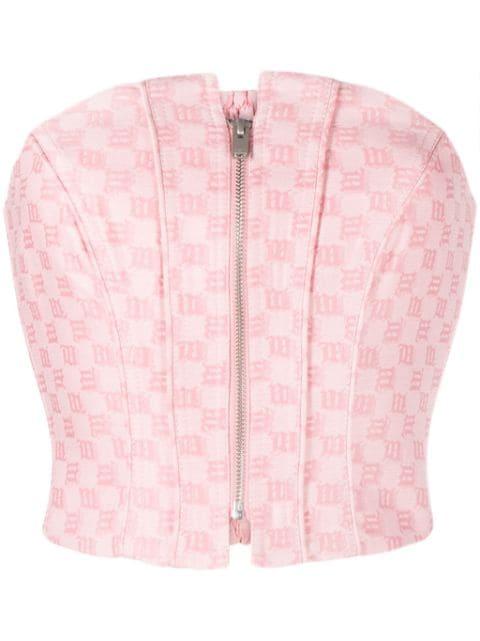 monogram-print corset top by MISBHV