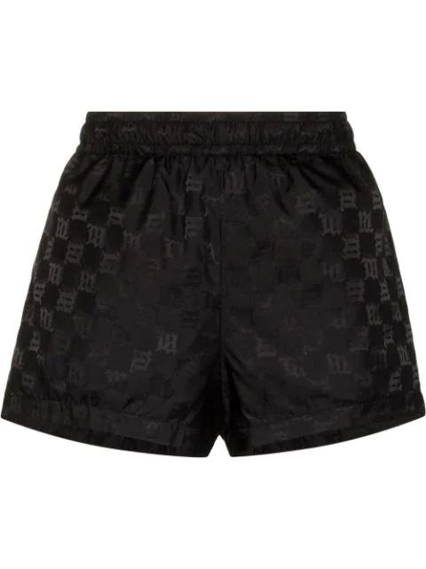 monogram-print elasticated-waistband shorts by MISBHV