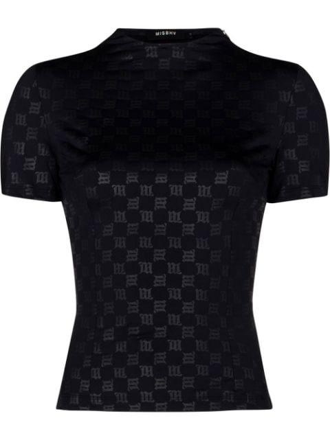 monogram-print gathered T-shirt by MISBHV