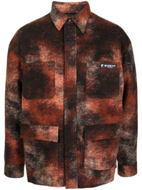 patterned logo-patch shirt by MISBHV