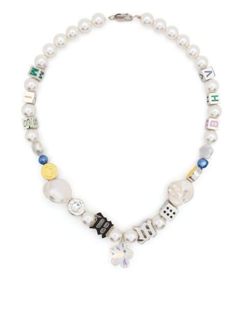 pearl logo-charm detail necklace by MISBHV