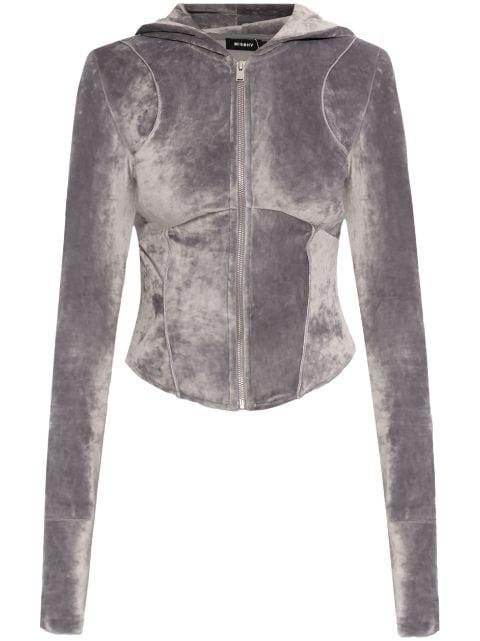 rhinestone-logo cropped hoodie by MISBHV