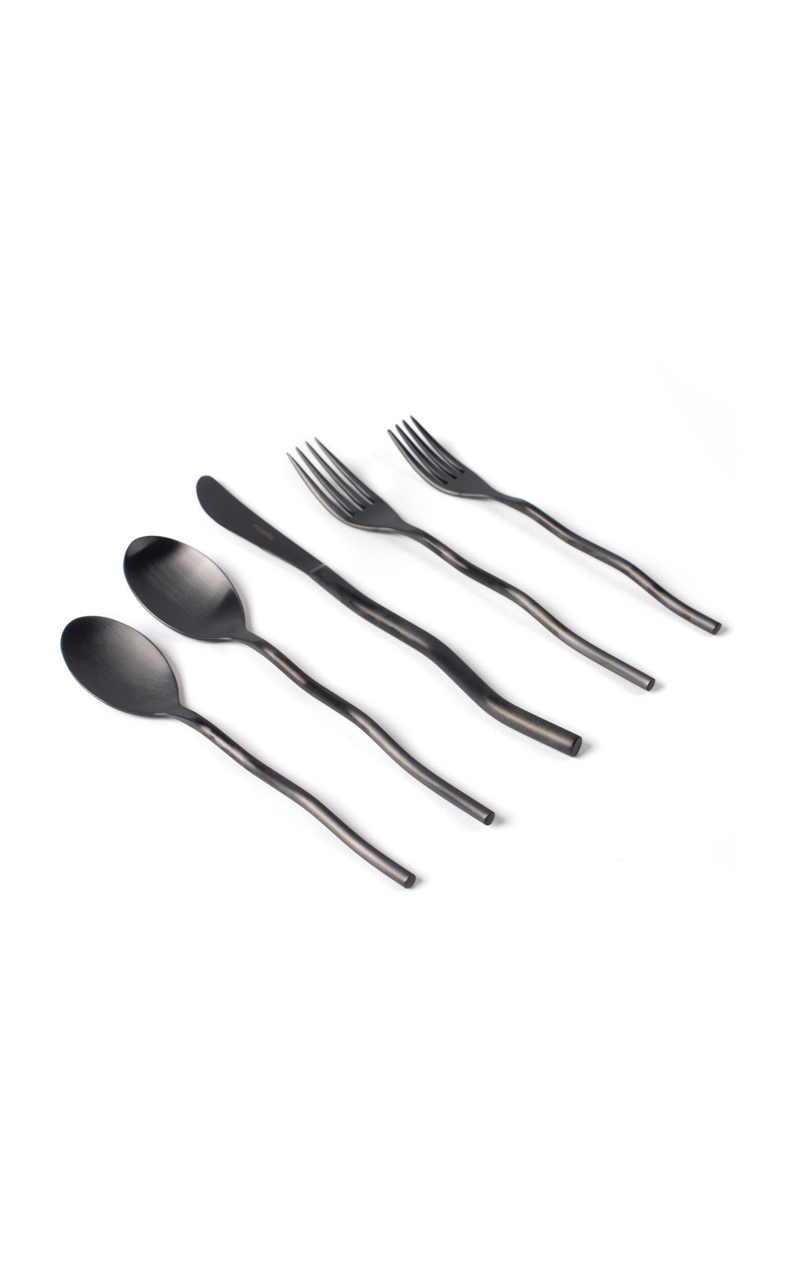Misette - Squiggle Five-Piece Cutlery Set - Black - Moda Operandi by MISETTE