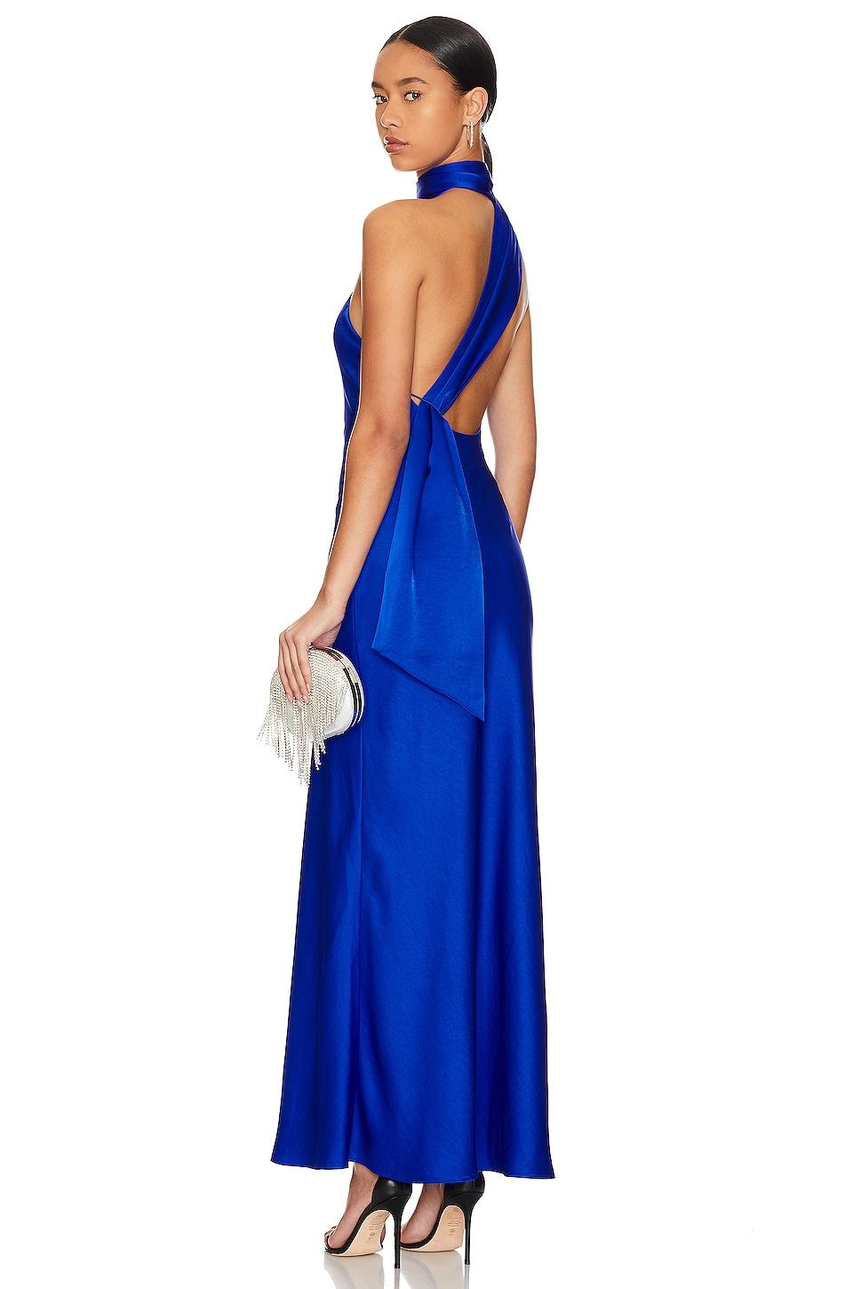 MISHA Alastair Satin Gown in Royal by MISHA