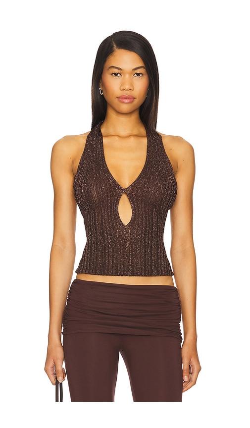 MISHA Echo Knit Top in Brown by MISHA