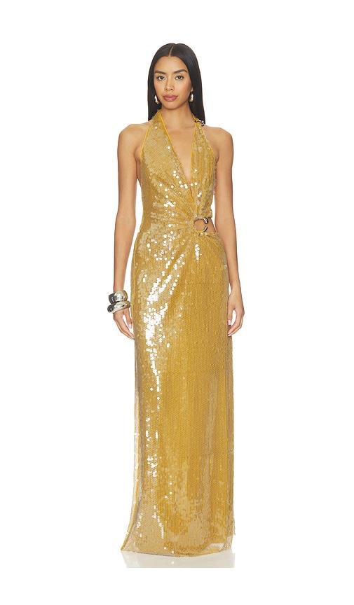 MISHA The Devon Sequin Dress in Metallic Gold by MISHA