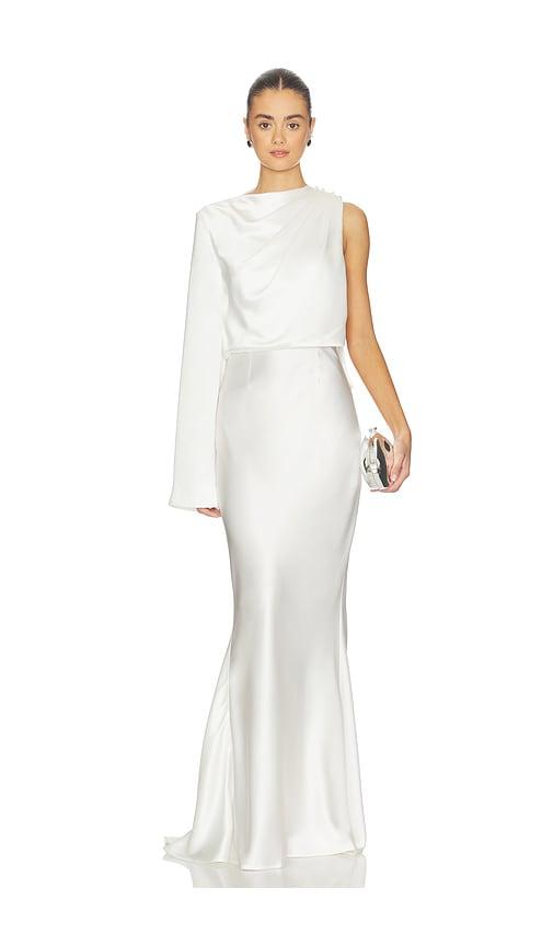 MISHA The Mantello Satin Dress in Ivory by MISHA