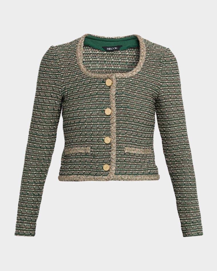 Braid-Trim Tweed Jacket by MISOOK