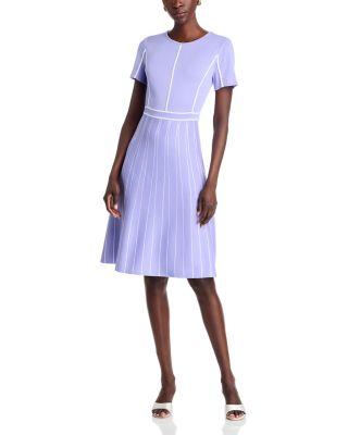 Contrast Piping Jewel Neck A Line Dress by MISOOK