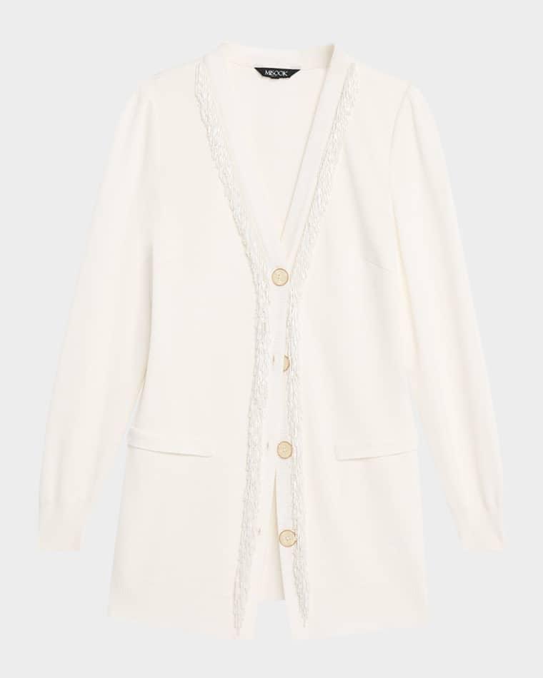 Heritage Bead-Trim Flat Knit Cardigan by MISOOK