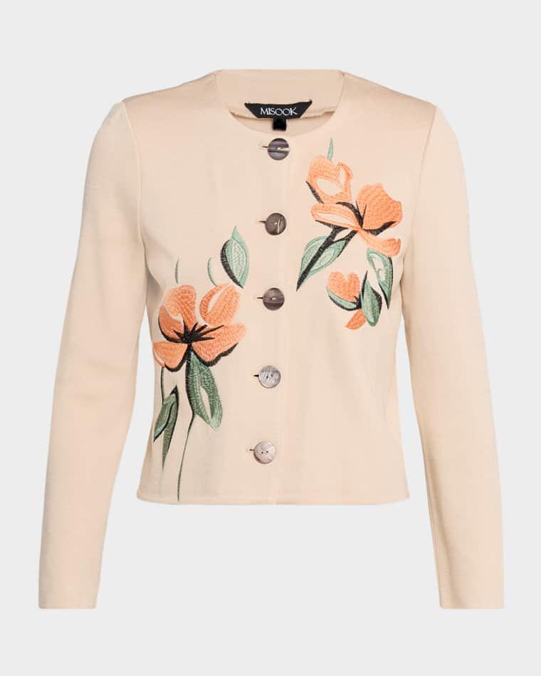Heritage Floral-Embroidered Knit Cardigan by MISOOK