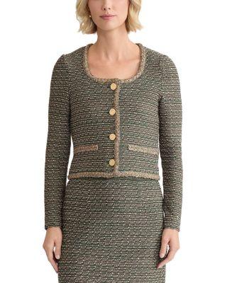 Heritage Lurex Braided Trim Tweed Knit Jacket by MISOOK