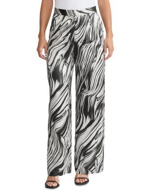 Marble Print Wide Leg Silk Pants by MISOOK