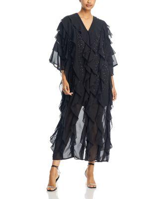 Tiered Ruffle Woven Chiffon Maxi Dress by MISOOK