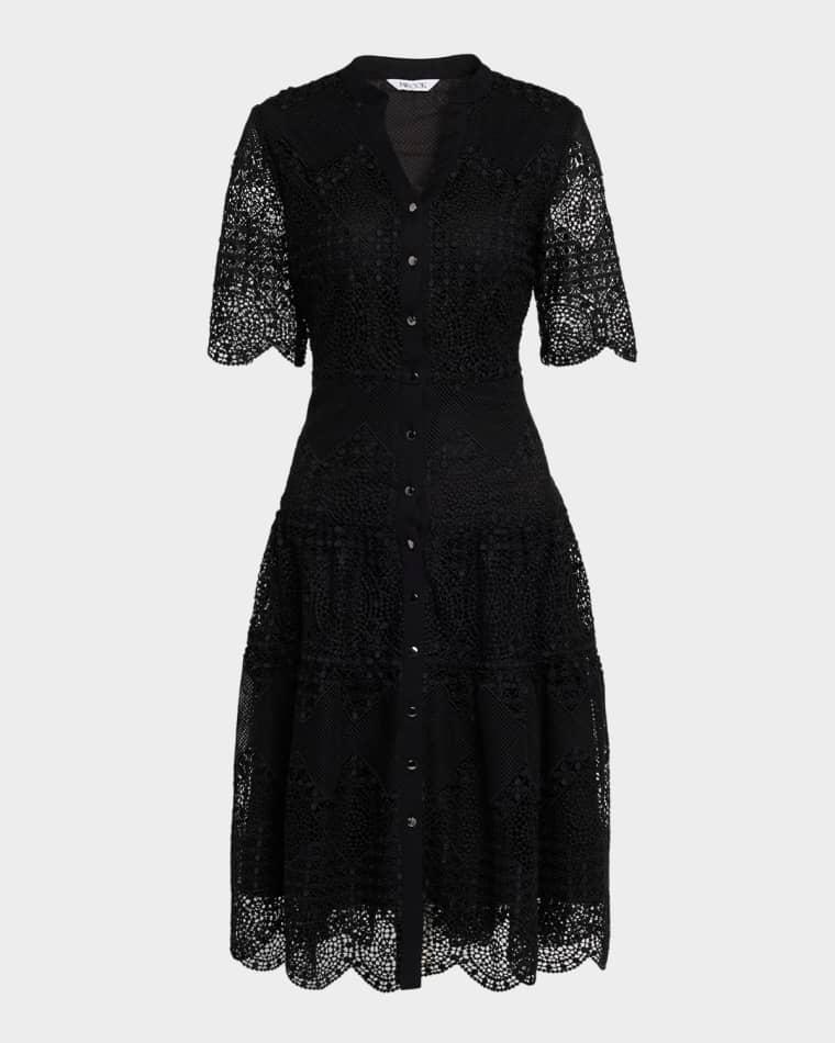 Tiered Scalloped Lace Midi Dress by MISOOK