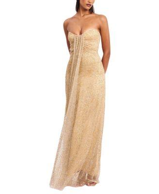 Ada Rhinestone Embellished Strapless Gown with Head Scarf by MISS CIRCLE