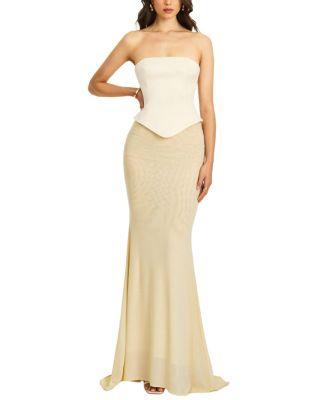 Adelina Peplum Mermaid Gown with Lace-up Back by MISS CIRCLE