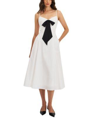Corinne Poplin Flared Maxi Dress with Removable Bow by MISS CIRCLE