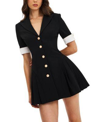 Ilitha Woven Crepe Pleated Mini Blazer Dress by MISS CIRCLE