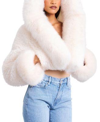 Kali Cropped Faux Fur Jacket with Hood by MISS CIRCLE Kali Cropped Faux Fur Jacket with Hood by MISS CIRCLE