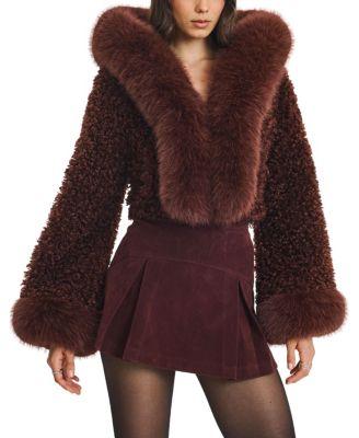 Kali Teddy Cropped Faux Fur Hooded Jacket by MISS CIRCLE