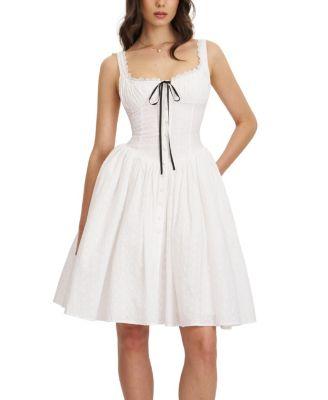 Madison Cotton Eyelet Square Neck Midi Dress by MISS CIRCLE